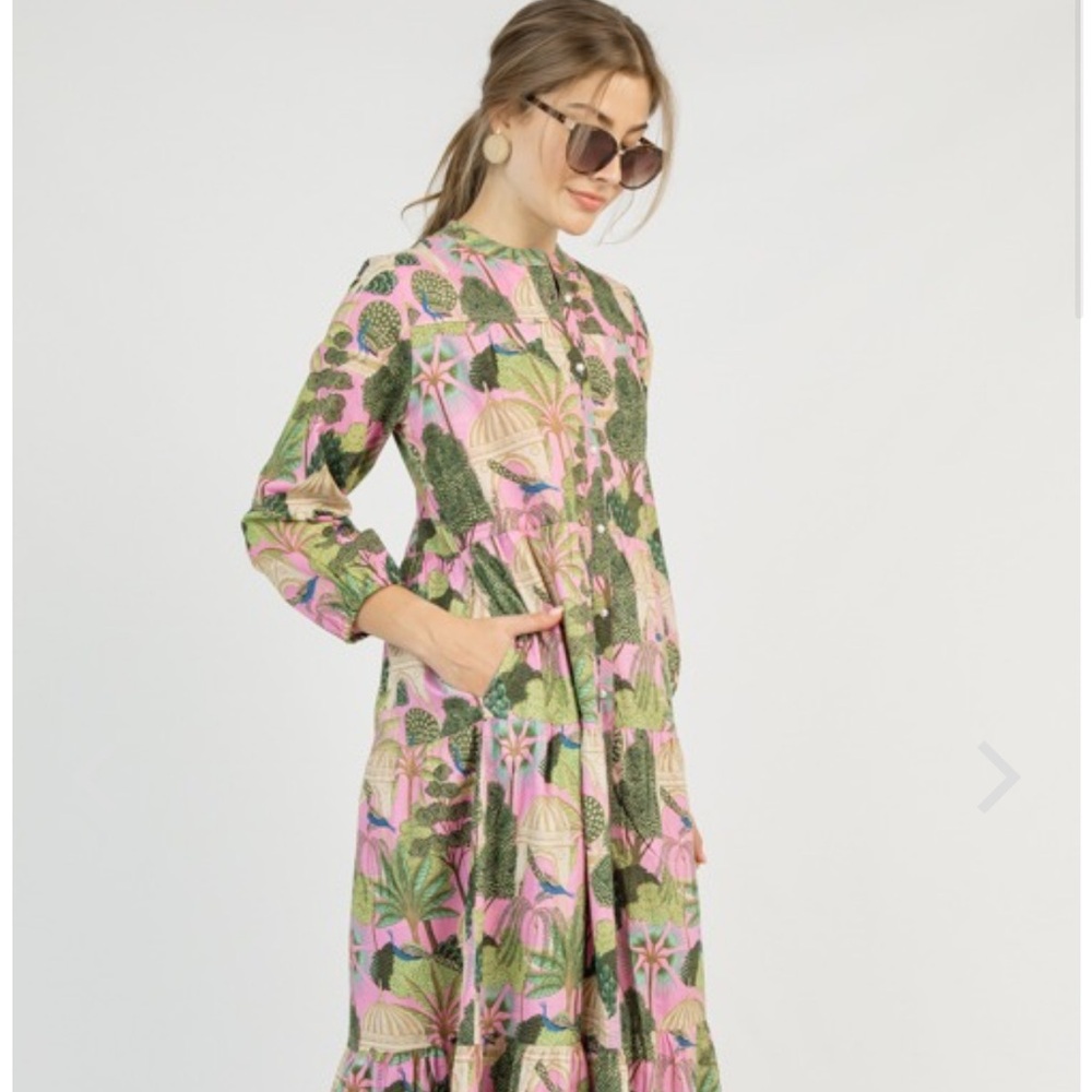 Boho Maxi Dress - vibrant peacock pattern - Picture 3 of 16